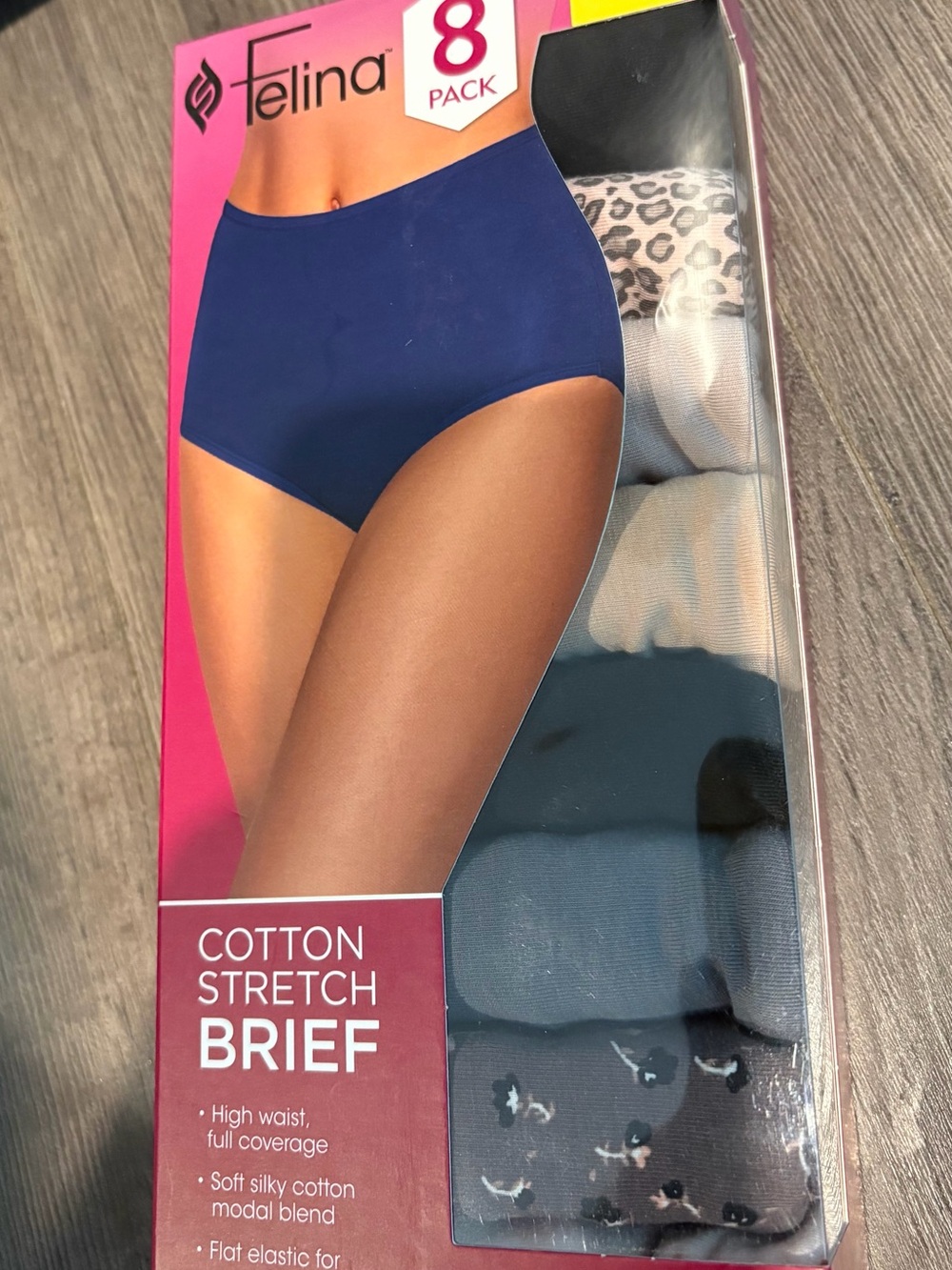 Women’s Felina 8PK Cotton Stretch Brief Size S